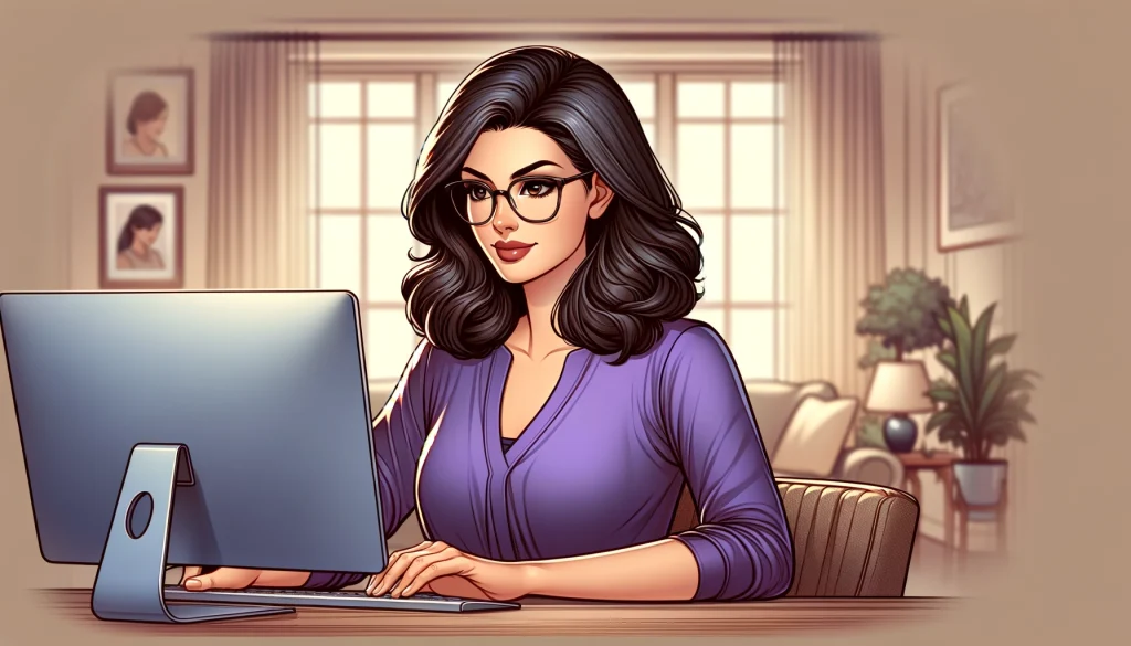 Mama at her desk working a side hustle