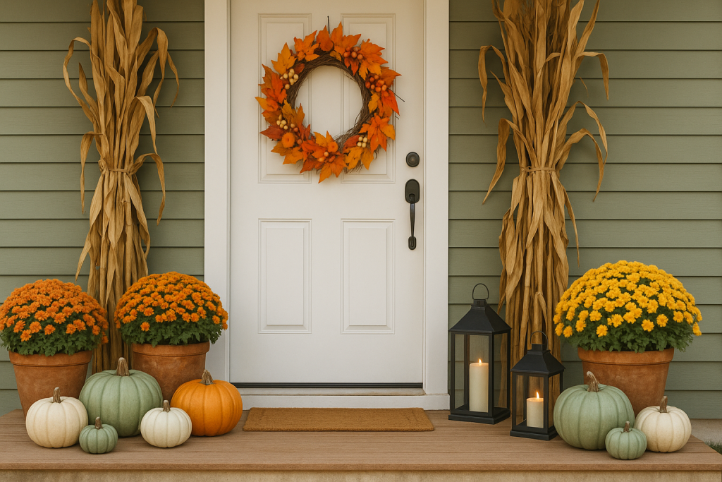 Complete DIY fall porch makeover on a budget.